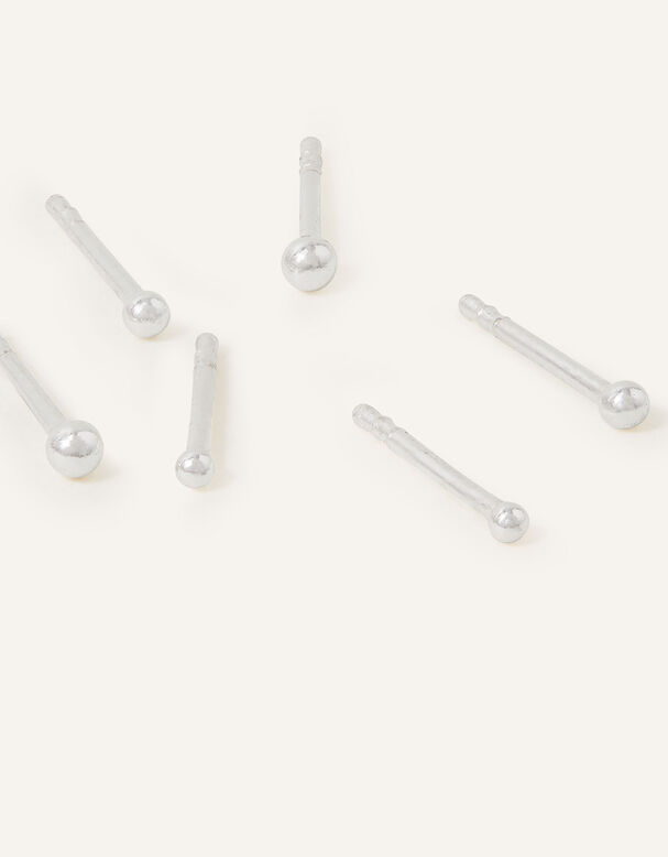Sterling Silver Ball Studs Set of Three, , hi-res