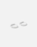 Sterling Silver Pave Mini Huggie Hoops, , hi-res
