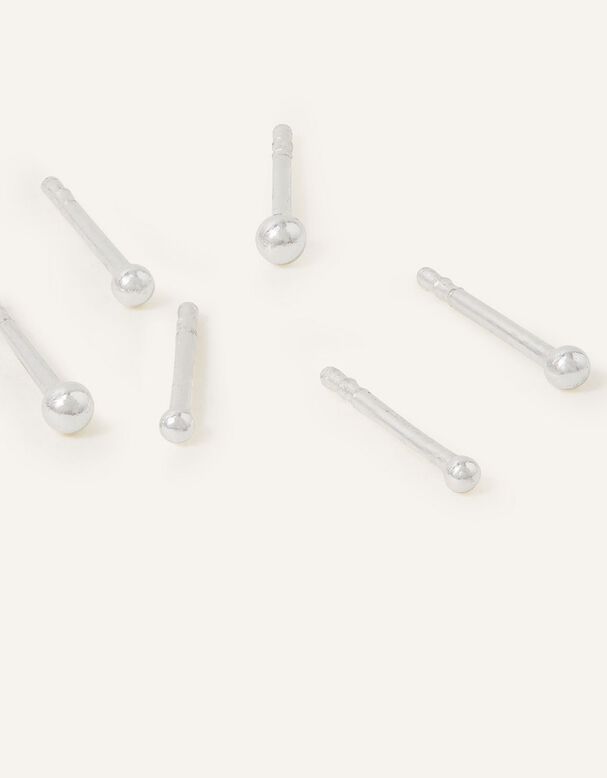 Sterling Silver Ball Studs Set of Three, , hi-res