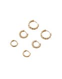 14ct Gold-Plated Twisted Hoops Set of Three, , hi-res