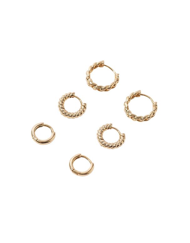 14ct Gold-Plated Twisted Hoops Set of Three, , hi-res