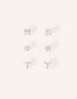 Sterling Silver Crystal Studs Set of Three