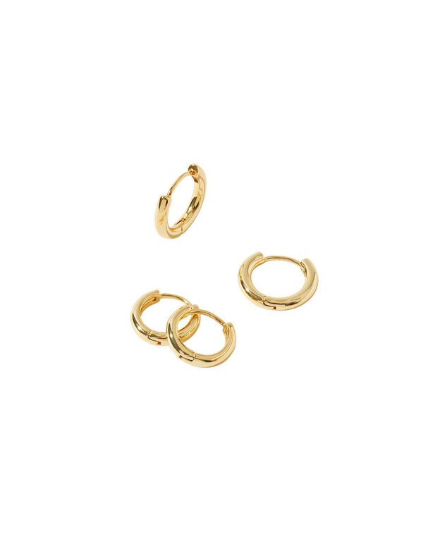 14ct Gold-Plated Hoop Earring Set of Two, , hi-res