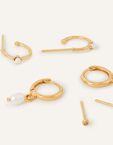 14ct Gold-Plated Pearl Earrings Three Pack