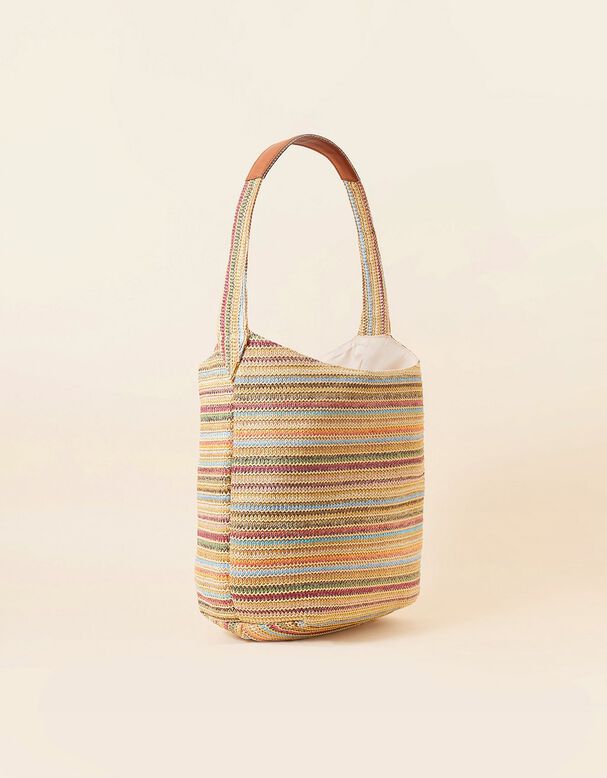 Stripe Raffia Slouch Bag, , hi-res