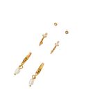 14ct Gold-Plated Pearl Earrings Three Pack, , hi-res
