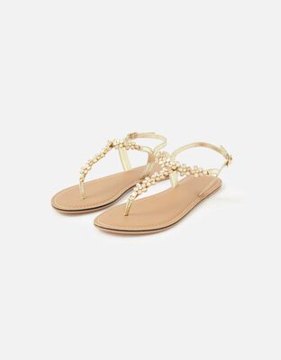 Pearly Floral Strap Sandals