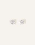 Sterling Silver Square Crystal Stud Earrings, , hi-res