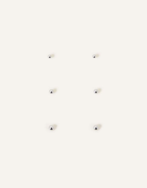 Sterling Silver Ball Studs Set of Three, , hi-res