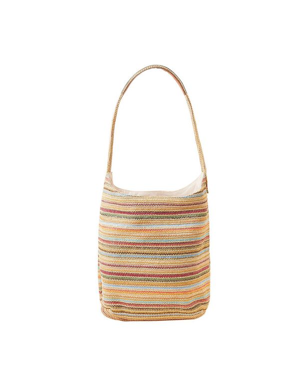 Stripe Raffia Slouch Bag, , hi-res