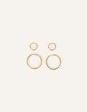 14ct Gold-Plated Hoop Earrings Set of Two, , hi-res