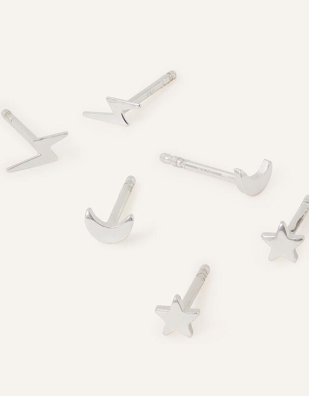 Sterling Silver Celestial Earring Set of Three, , hi-res