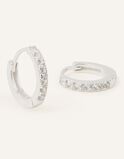 Sterling Silver Pave Mini Huggie Hoops, , hi-res
