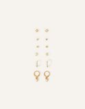 14ct Gold-Plated Pearl Earrings Three Pack, , hi-res