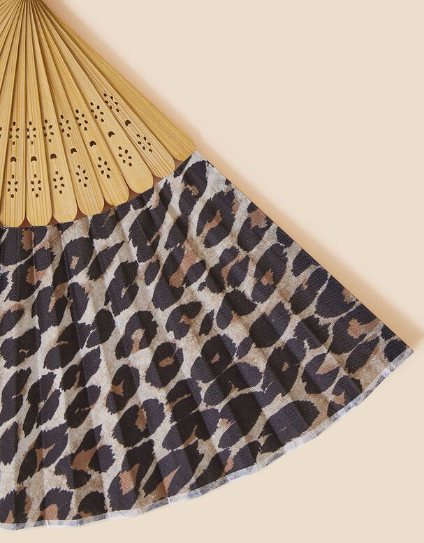 Leopard Print Bamboo Fan, , hi-res