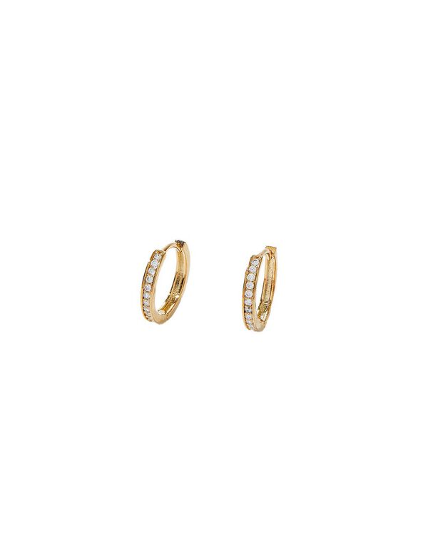 14ct Gold-Plated Pave Huggie Hoops, , hi-res