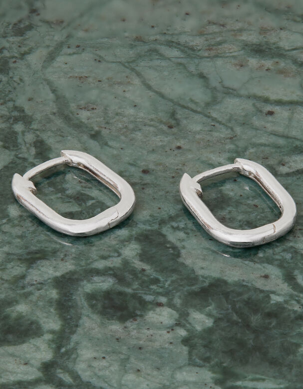 Sterling Silver Rectangular Hoops, , hi-res