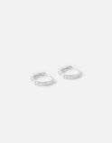 Sterling Silver Pave Mini Huggie Hoops, , hi-res