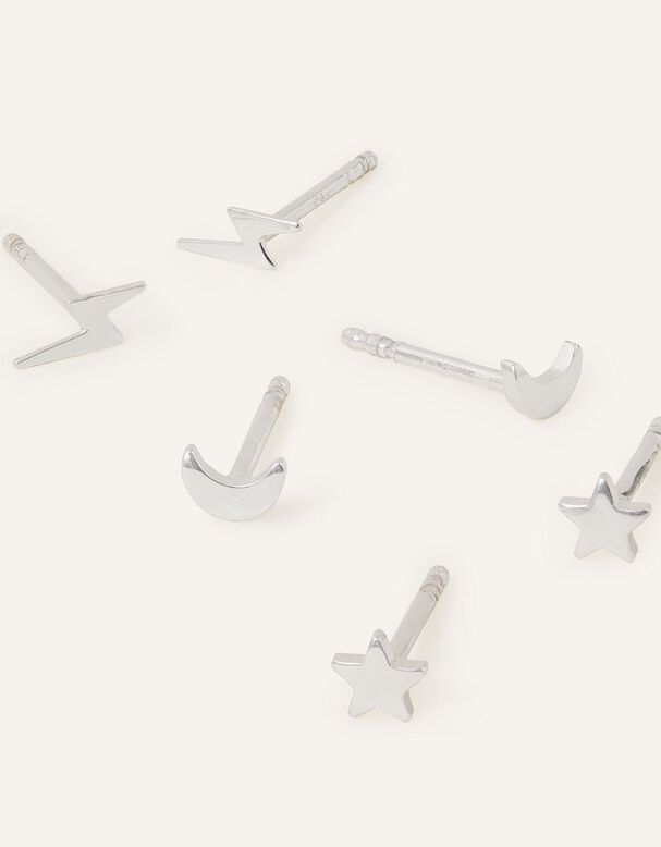 Sterling Silver Celestial Earring Set of Three, , hi-res