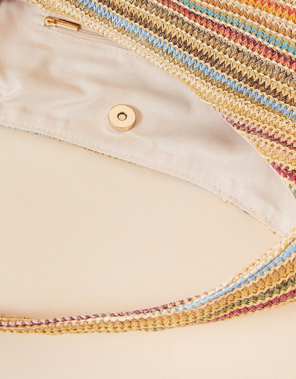Stripe Raffia Slouch Bag, , hi-res