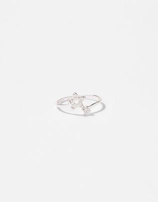 Sterling Silver Sparkle Star Adjustable Ring, , hi-res