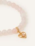 14ct Gold-Plated Rose Quartz Stone Charm Bracelet, , hi-res