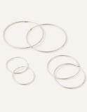 Sterling Silver Hoop Earrings Set of Three, , hi-res