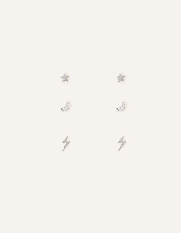 Sterling Silver Celestial Earring Set of Three, , hi-res