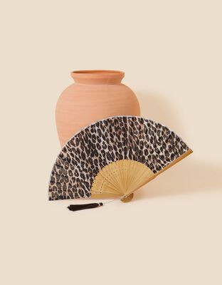 Leopard Print Bamboo Fan