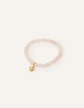 14ct Gold-Plated Rose Quartz Stone Charm Bracelet, , hi-res