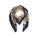 Edwardian Garden Silk Scarf Navy, , hi-res