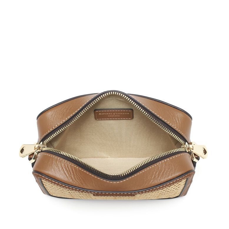 Camera Bag Chevron Natural Raffia &amp; Tan, , hi-res