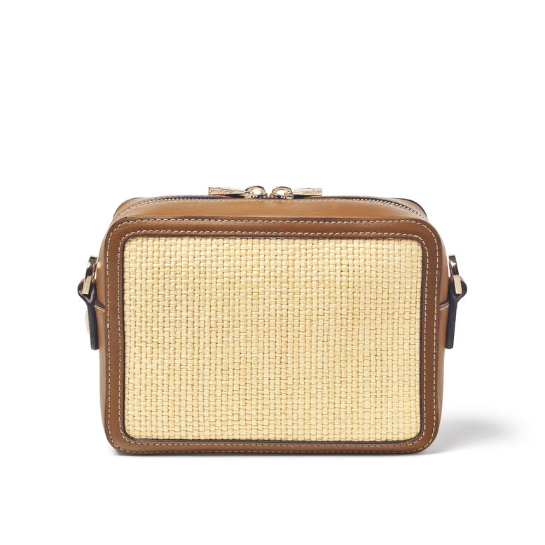Camera Bag Natural Raffia &amp; Tan, , hi-res
