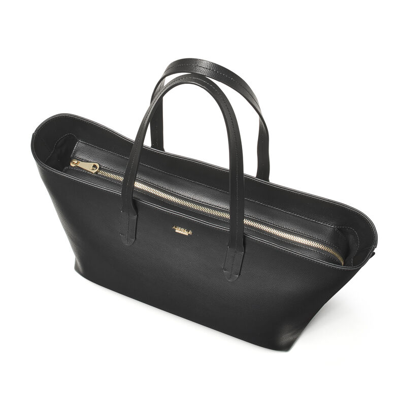 East West Tote w Shield Charm Black Soft Saffiano, , hi-res