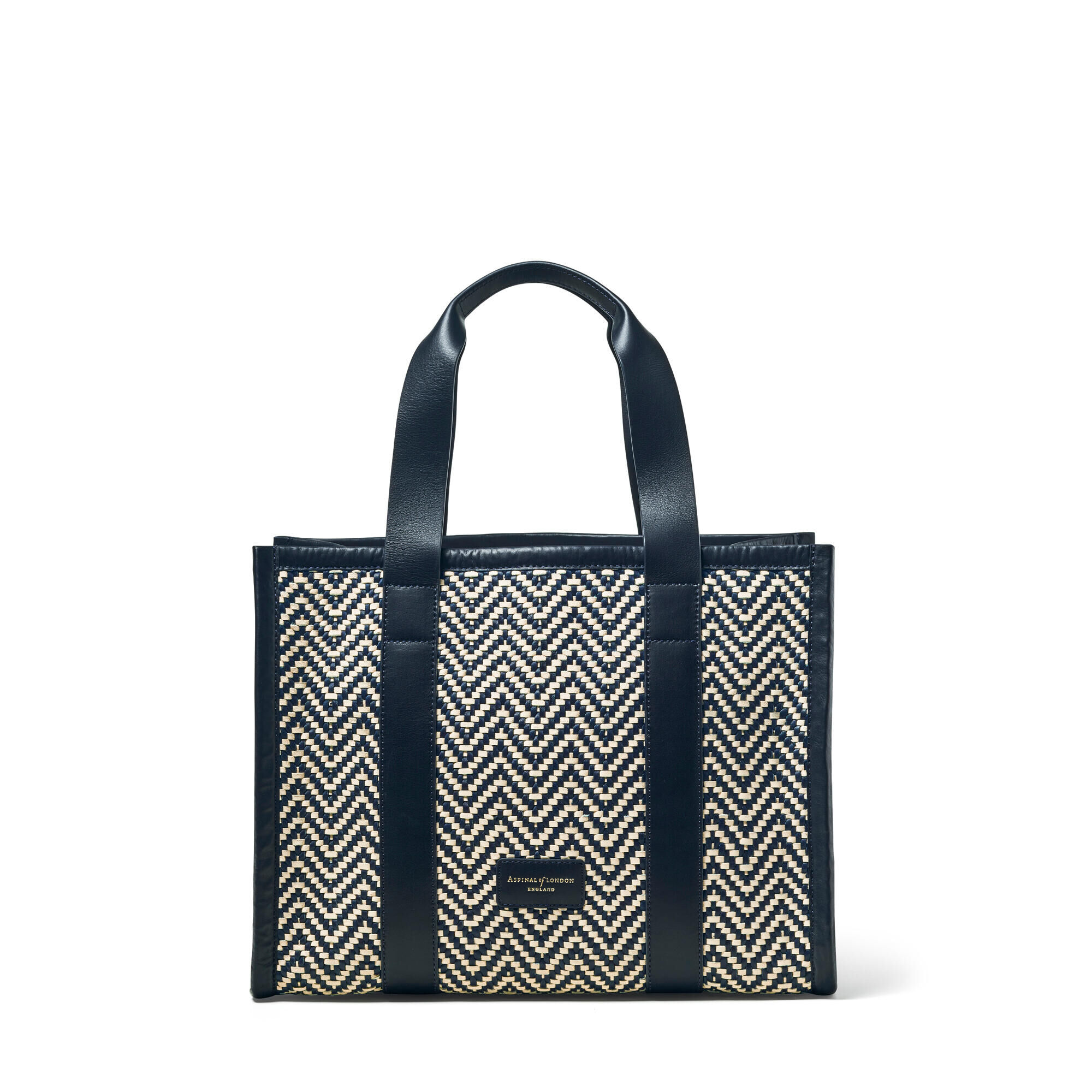 Henley Tote Small Chevron Navy Ivory Chevron