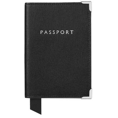 Plain Passport Cover Black Saffiano