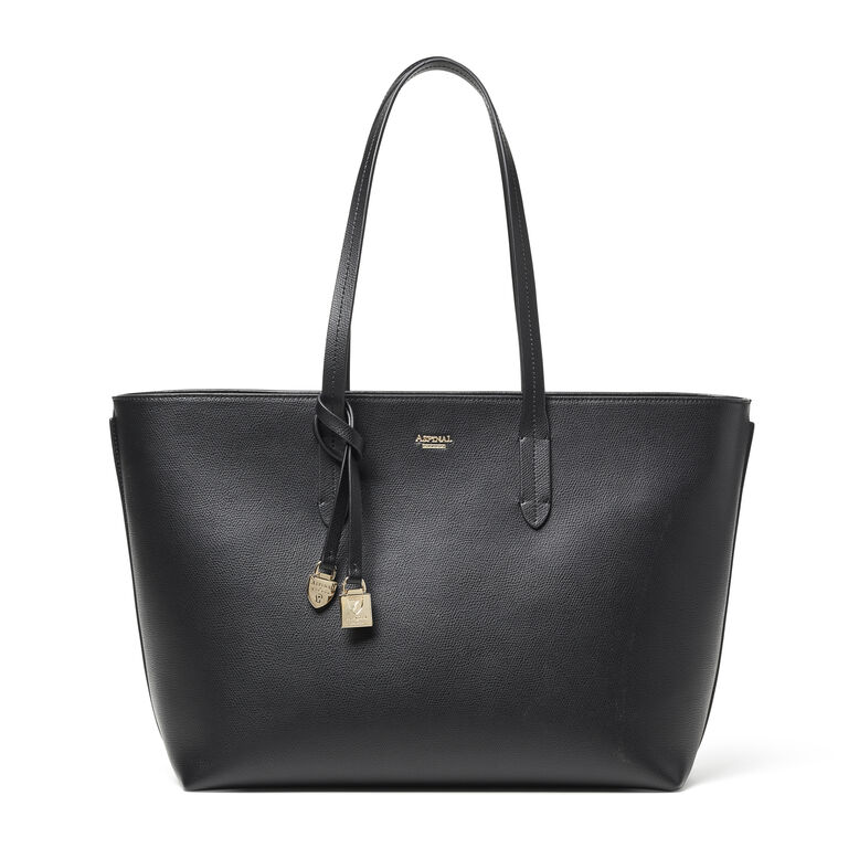 East West Tote w Shield Charm Black Soft Saffiano, , hi-res