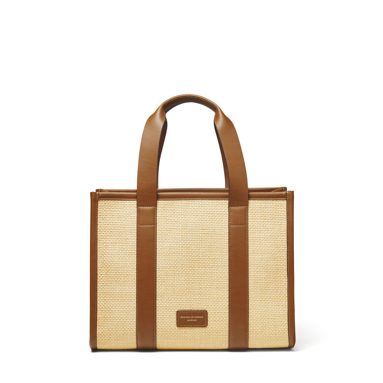 Henley Tote Small Natural Raffia &amp; Tan, , hi-res