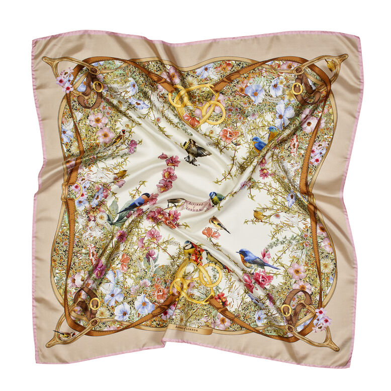 Edwardian Garden Silk Scarf Putty, , hi-res