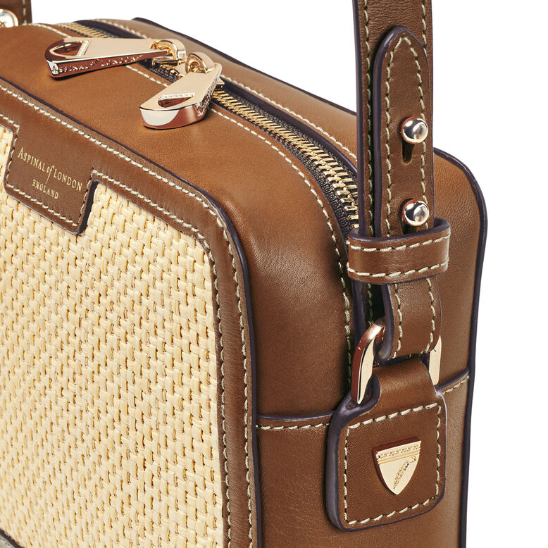 Camera Bag Natural Raffia &amp; Tan, , hi-res