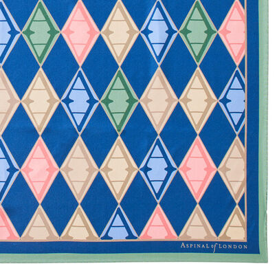 Harlequin Print Silk Scarf Multi Pastels, , hi-res