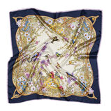 Edwardian Garden Silk Scarf Navy, , hi-res