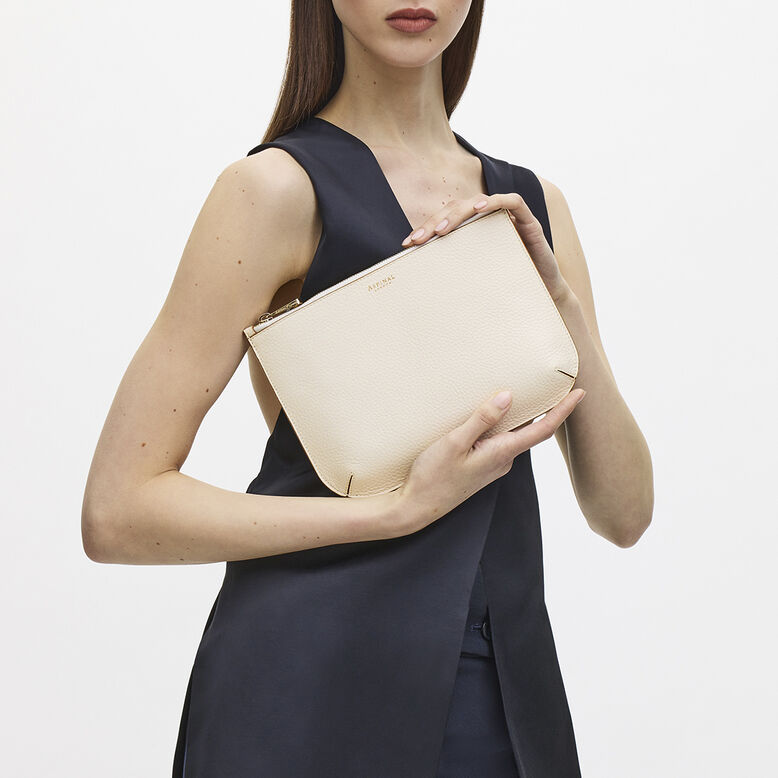Ella Pouch Large Ivory Pebble, , hi-res