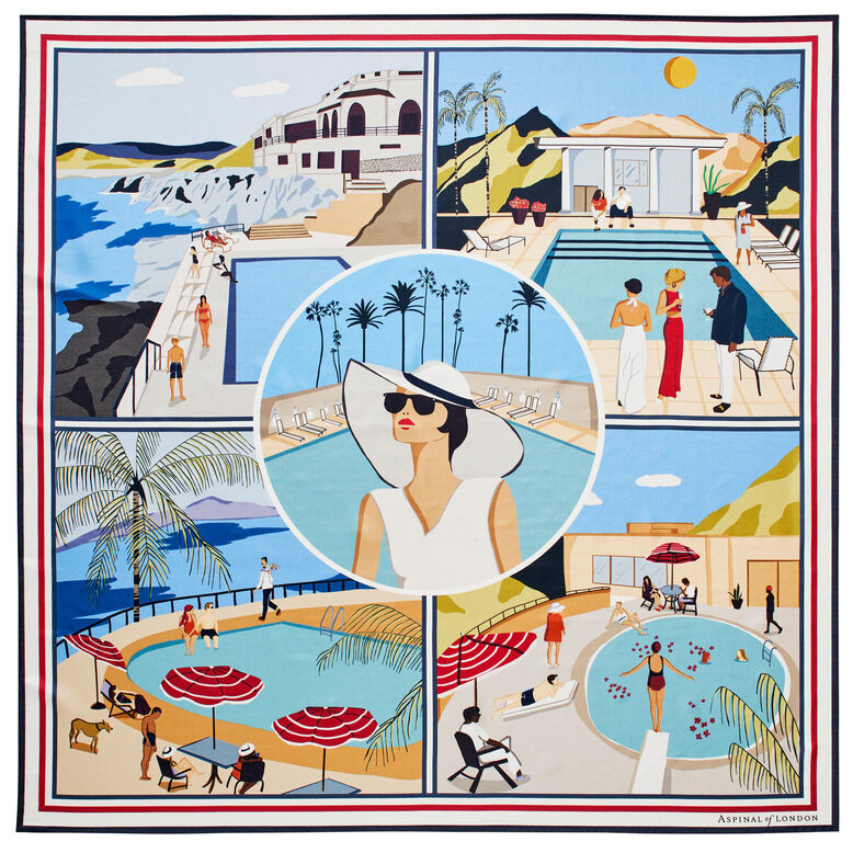Pool Side Silk Scarf Multi, , hi-res