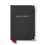 Plain Passport Cover Black Pebble Red Lining GOLD, , hi-res