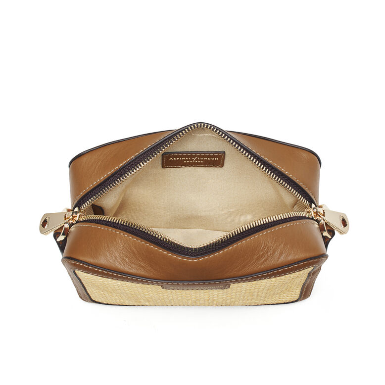 Camera Bag Natural Raffia &amp; Tan, , hi-res