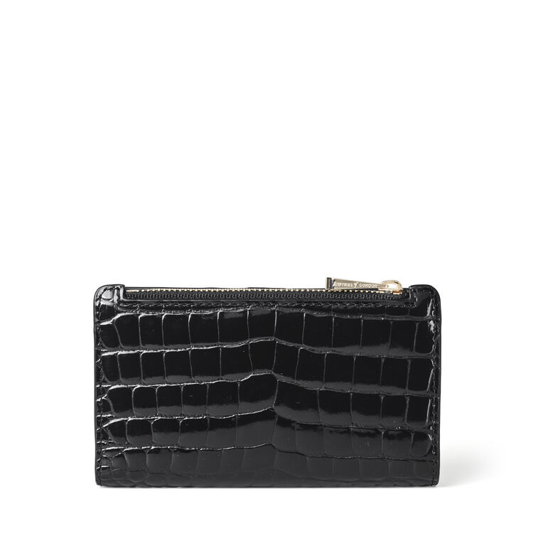 Mayfair Coin &amp; Card Wallet Black Pnt Croc, , hi-res
