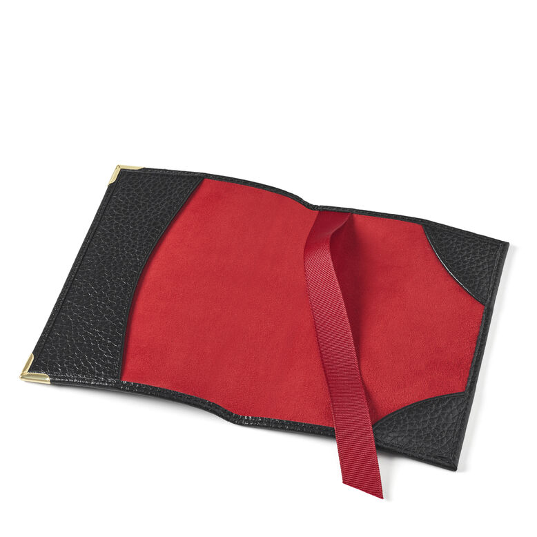 Plain Passport Cover Black Pebble Red Lining GOLD, , hi-res
