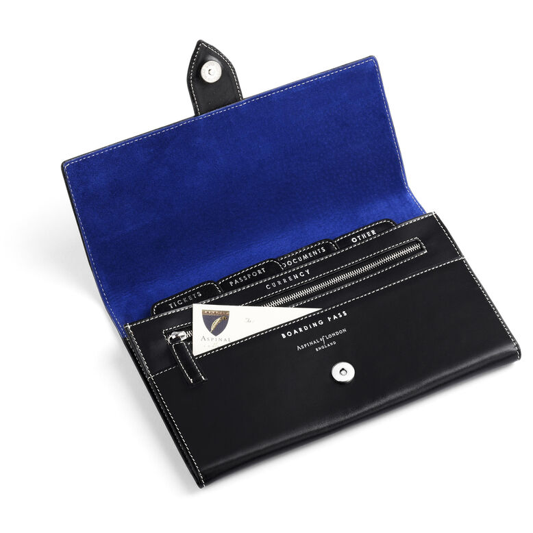 Deluxe Travel Wallet Black Smooth/Cobalt Suede, , hi-res