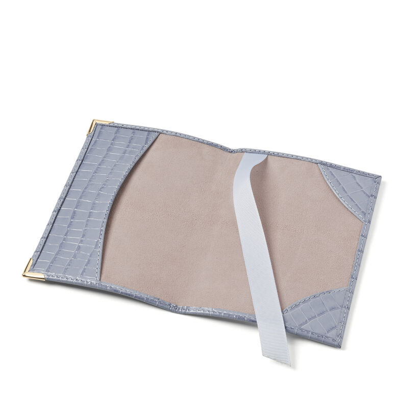 Plain Passport Cover Sky Blue Sml Croc, , hi-res